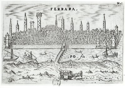 Panoramic View of Ferrara from the Opposite Bank of the River Po by Italian School